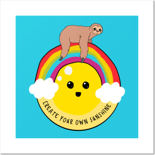 create your own sunshine sloth rainbow Posters and Art